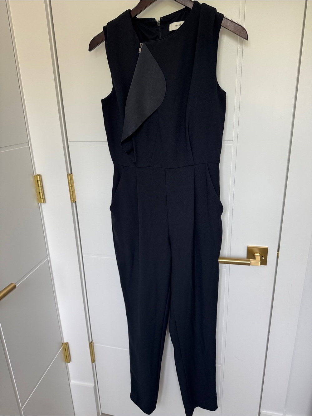 Reiss Black Sleeveless Tailored Jumpsuit